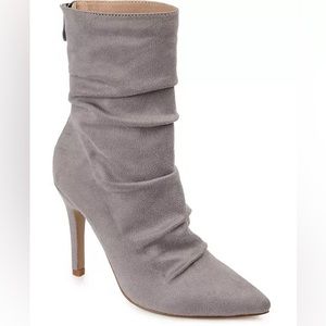 Gray faux suede ankle boots  slouchy stiletto boot NIB SIZE 9
